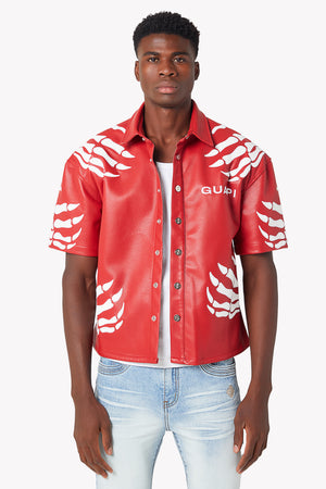 Blood Red Hell Dragger Leather Shirt