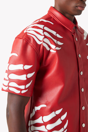 Blood Red Hell Dragger Leather Shirt