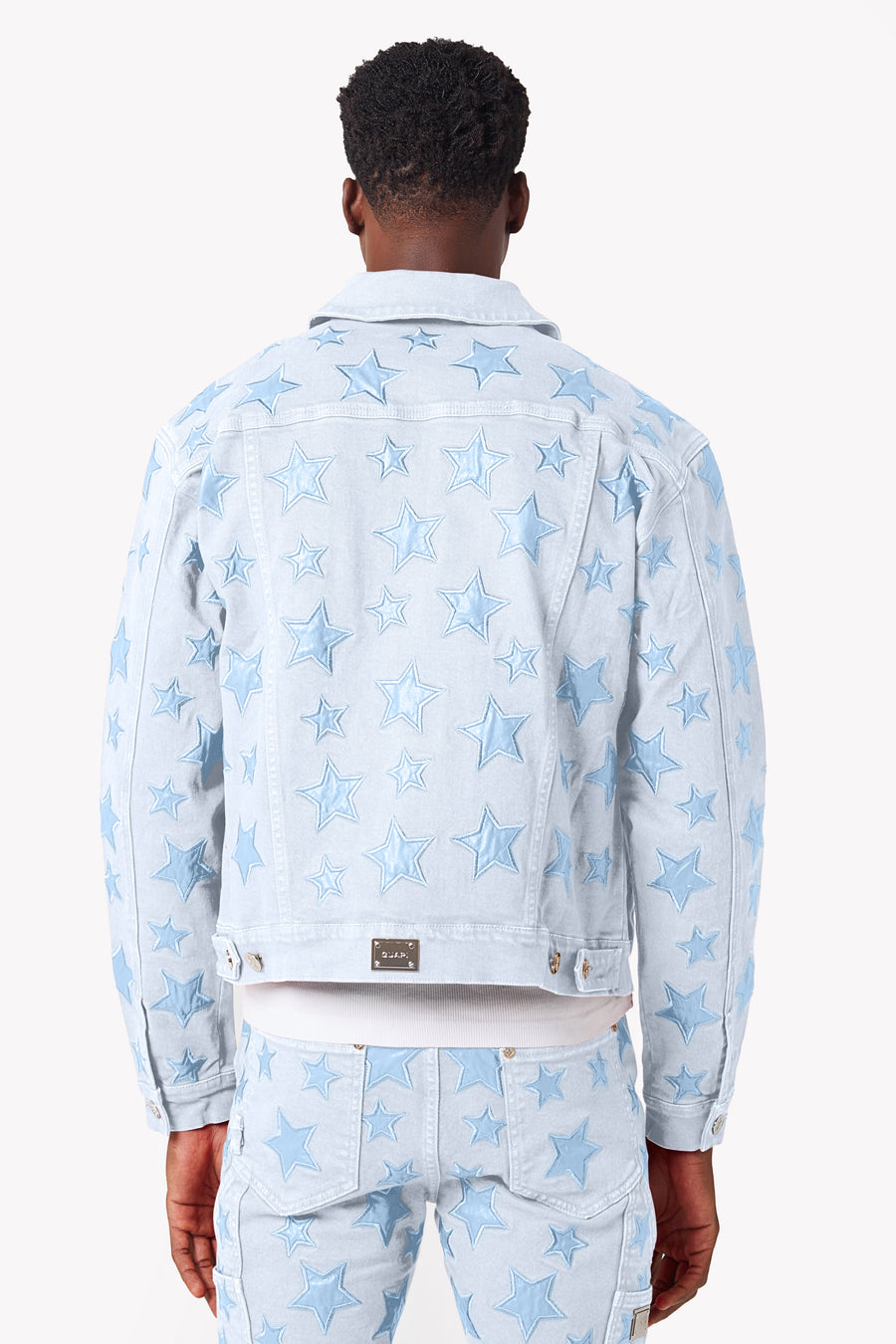 Aqua Blue Stars Denim Jacket