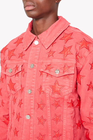 Raspberry Red Stars Denim Jacket