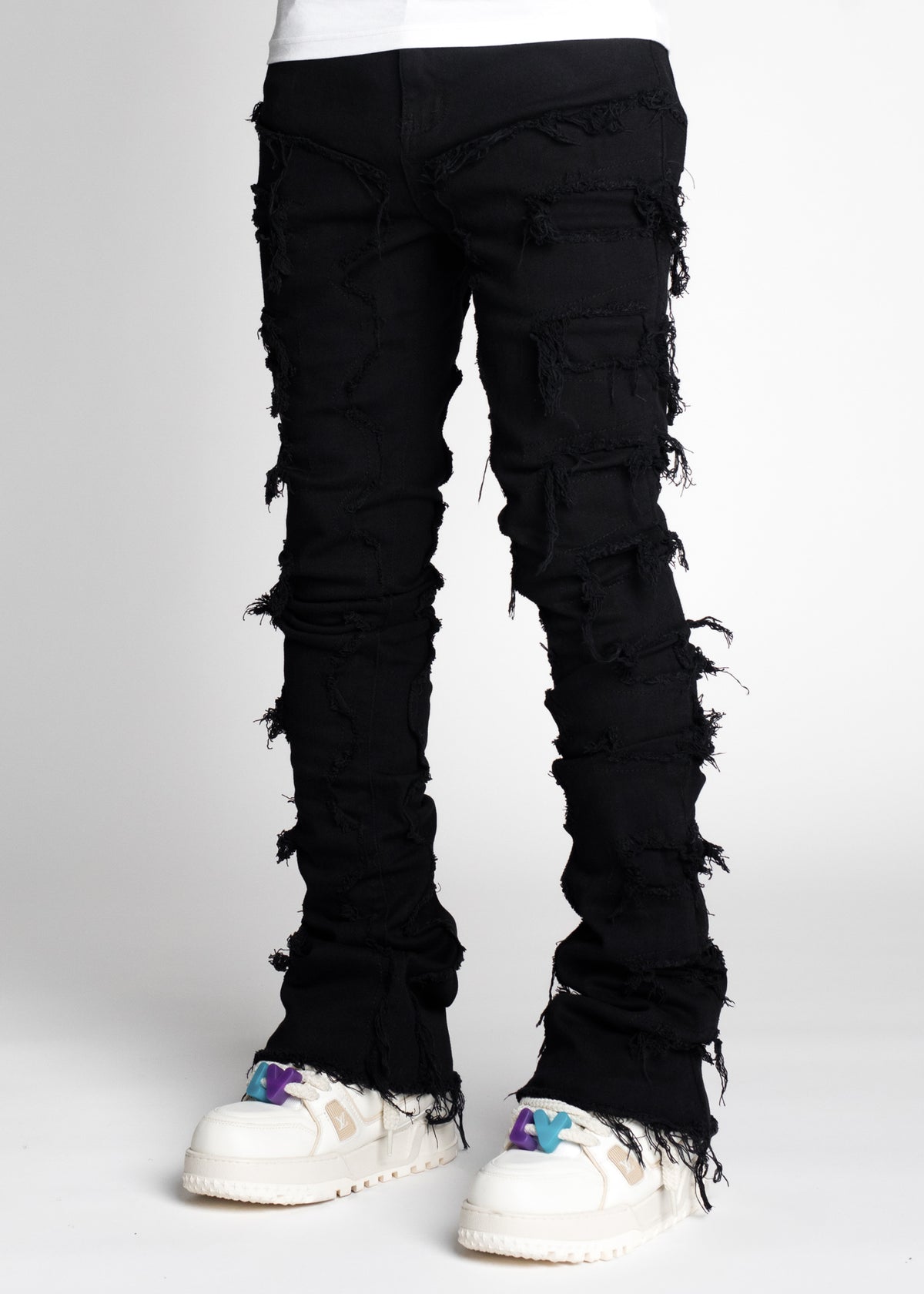 Obsidian Black Blood Diamond Stacked Denim - Guapi Clothing