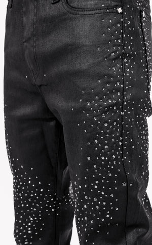 All Black Starry Sky Waxed Denim